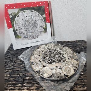 Vintage The Twelve Days of Christmas Silver Plated Round Trivet 1995 Box Holiday